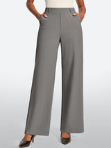 IUGA High Waisted Stretchy Wide Leg Pull On Work Pants With Pockets | Affordable Yoga Leggings & Activewear by IUGA