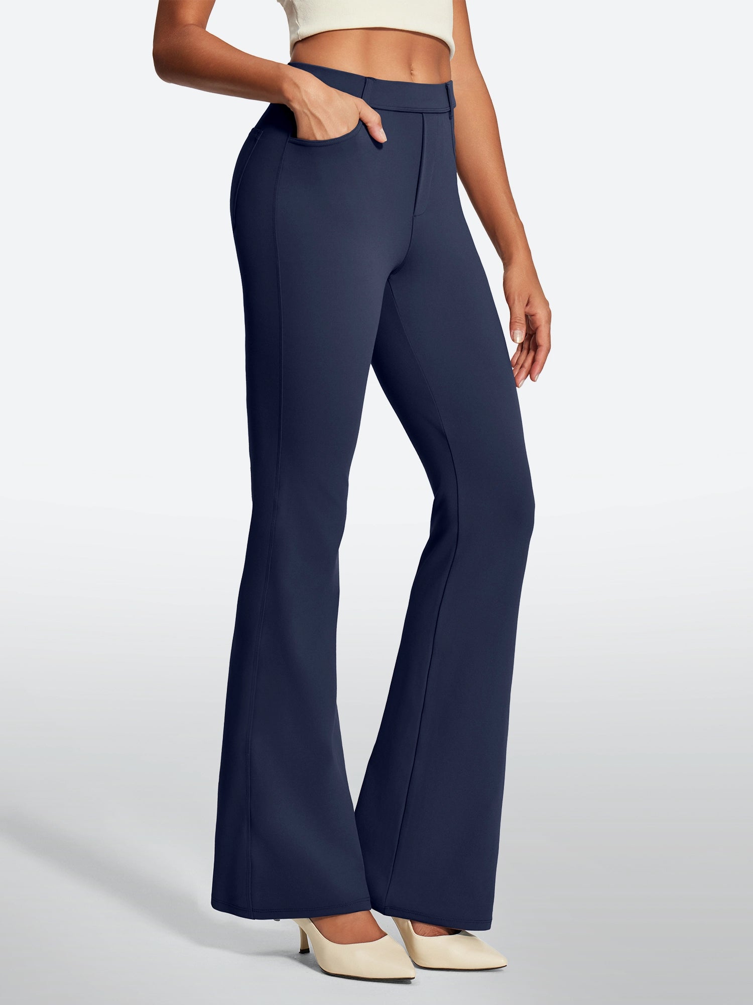 IUGA Stretchy Pull On Bootcut Work Pants With Pockets - IUGA