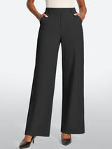 IUGA High Waisted Stretchy Wide Leg Pull On Work Pants With Pockets | Affordable Yoga Leggings & Activewear by IUGA