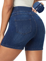 IUGA FlexDenim® Stretchy High Waisted Pull On Jean Shorts With Pockets | Affordable Yoga Leggings & Activewear by IUGA