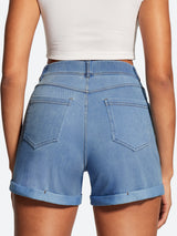 IUGA High Waisted Stretchy Tummy Control Pull On Jean Shorts - IUGA