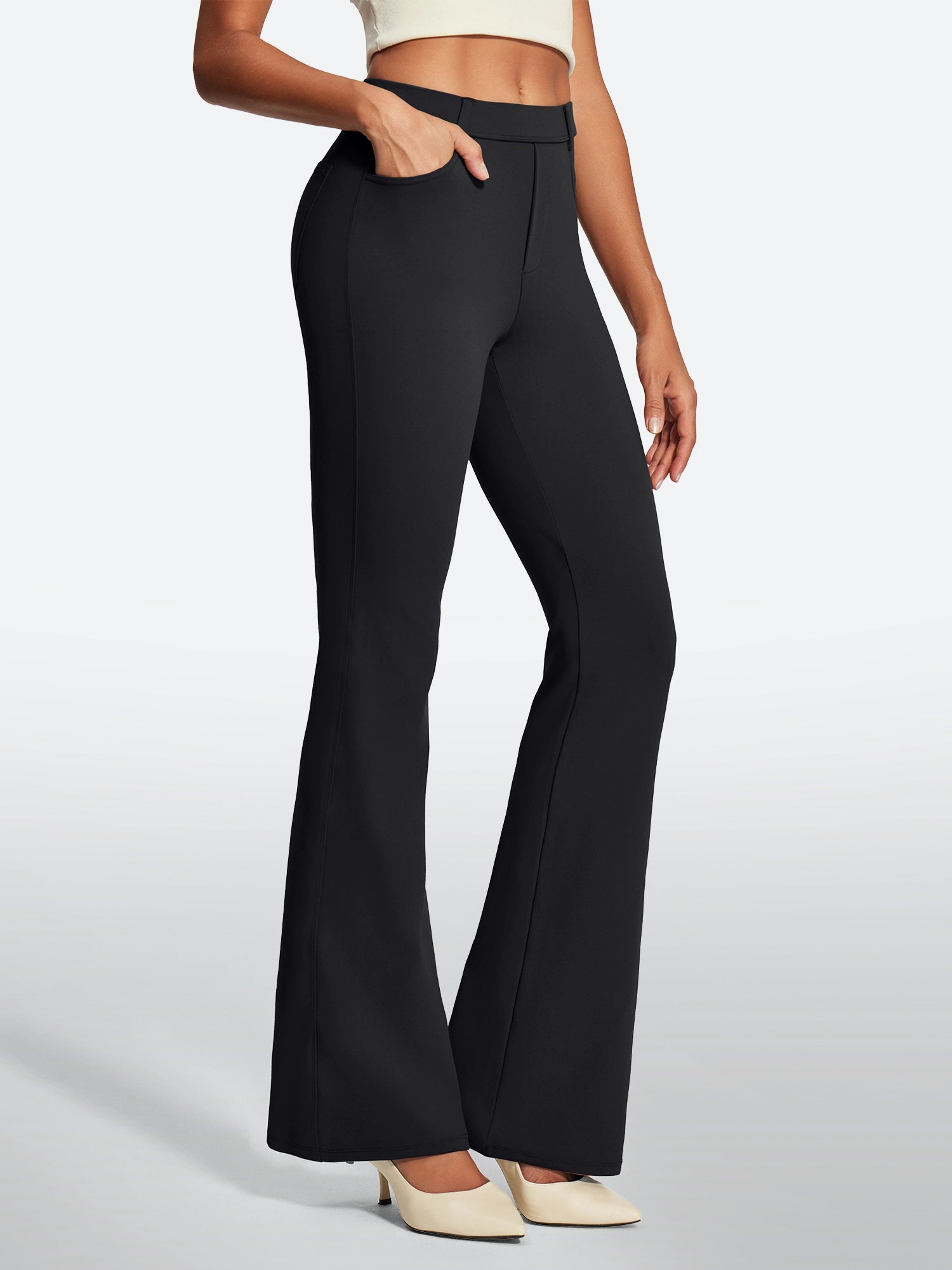 IUGA Stretchy Pull On Bootcut Work Pants With Pockets - IUGA
