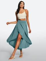 IUGA High Waist Flowy Skirts With Shorts - IUGA