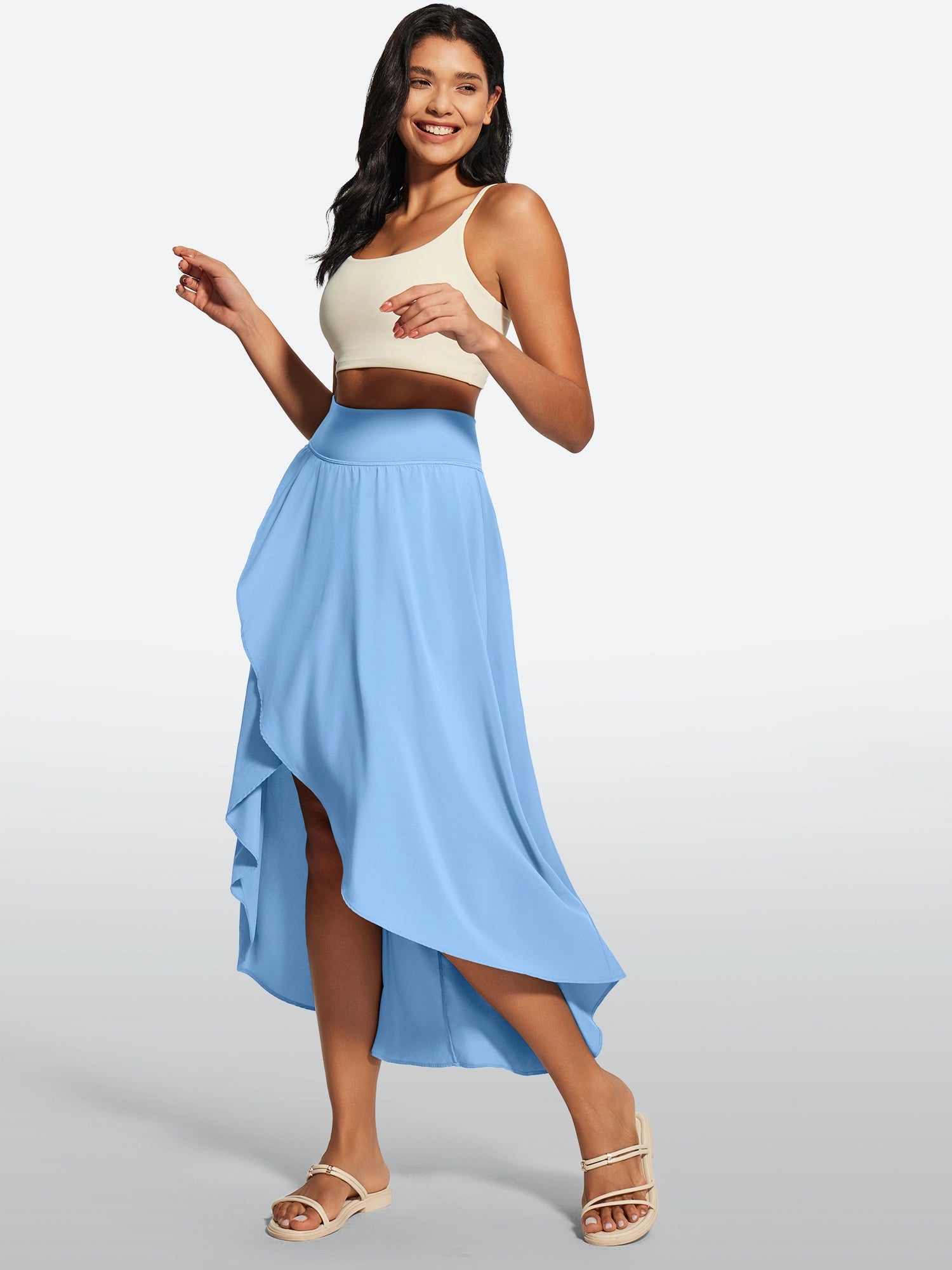IUGA High Waist Flowy Skirts With Shorts - IUGA