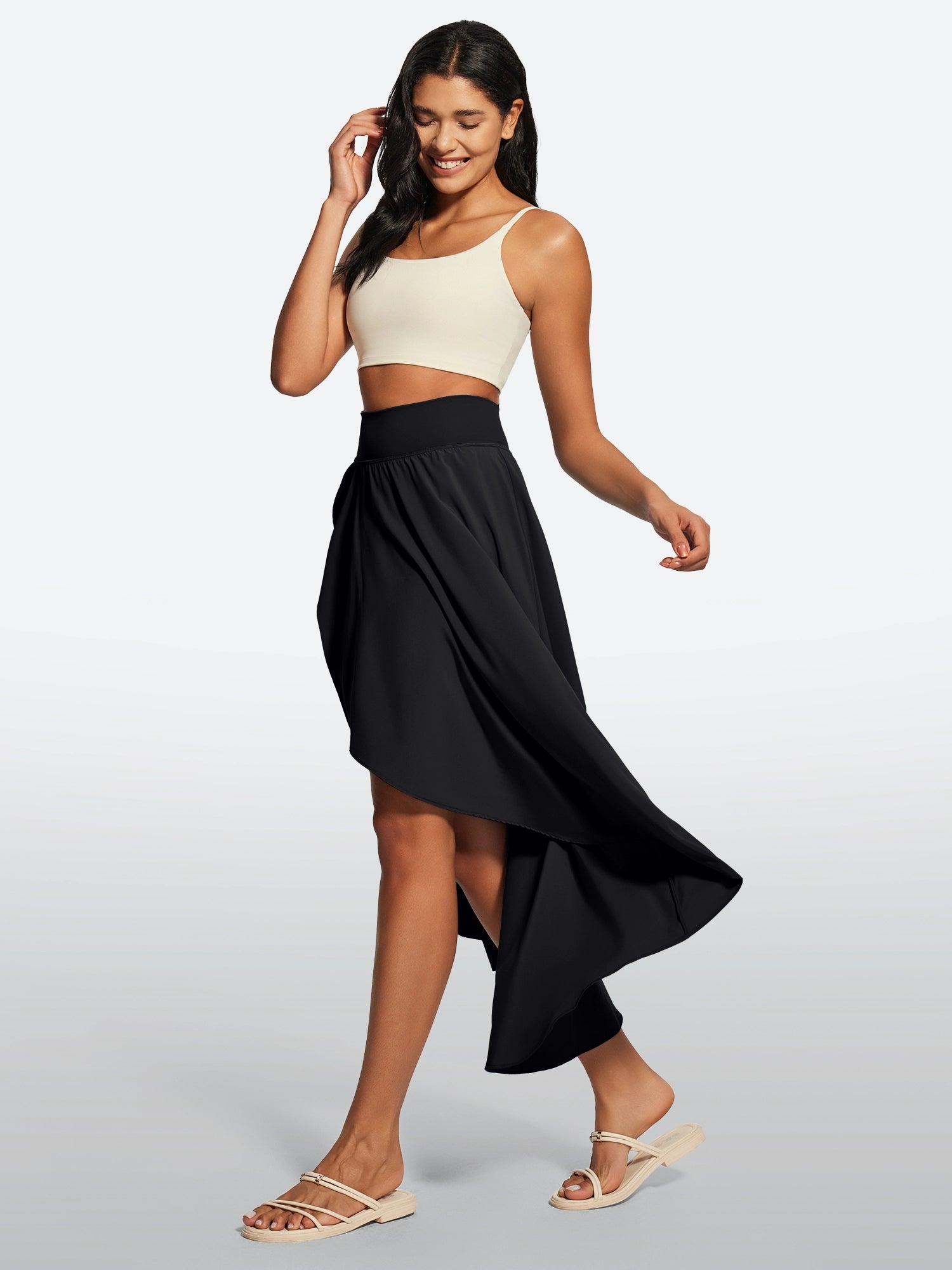 IUGA High Waist Flowy Skirts With Shorts - IUGA