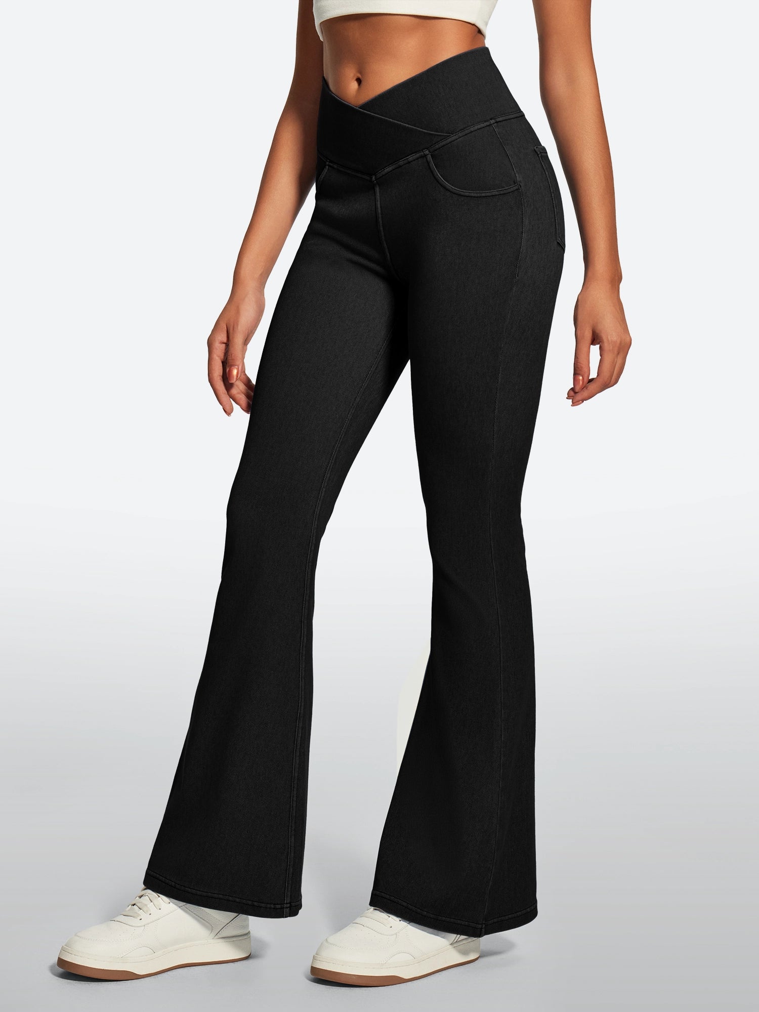 IUGA FlexDenim® High Waist Crossover Flare Jeans for Women With Pockets - IUGA