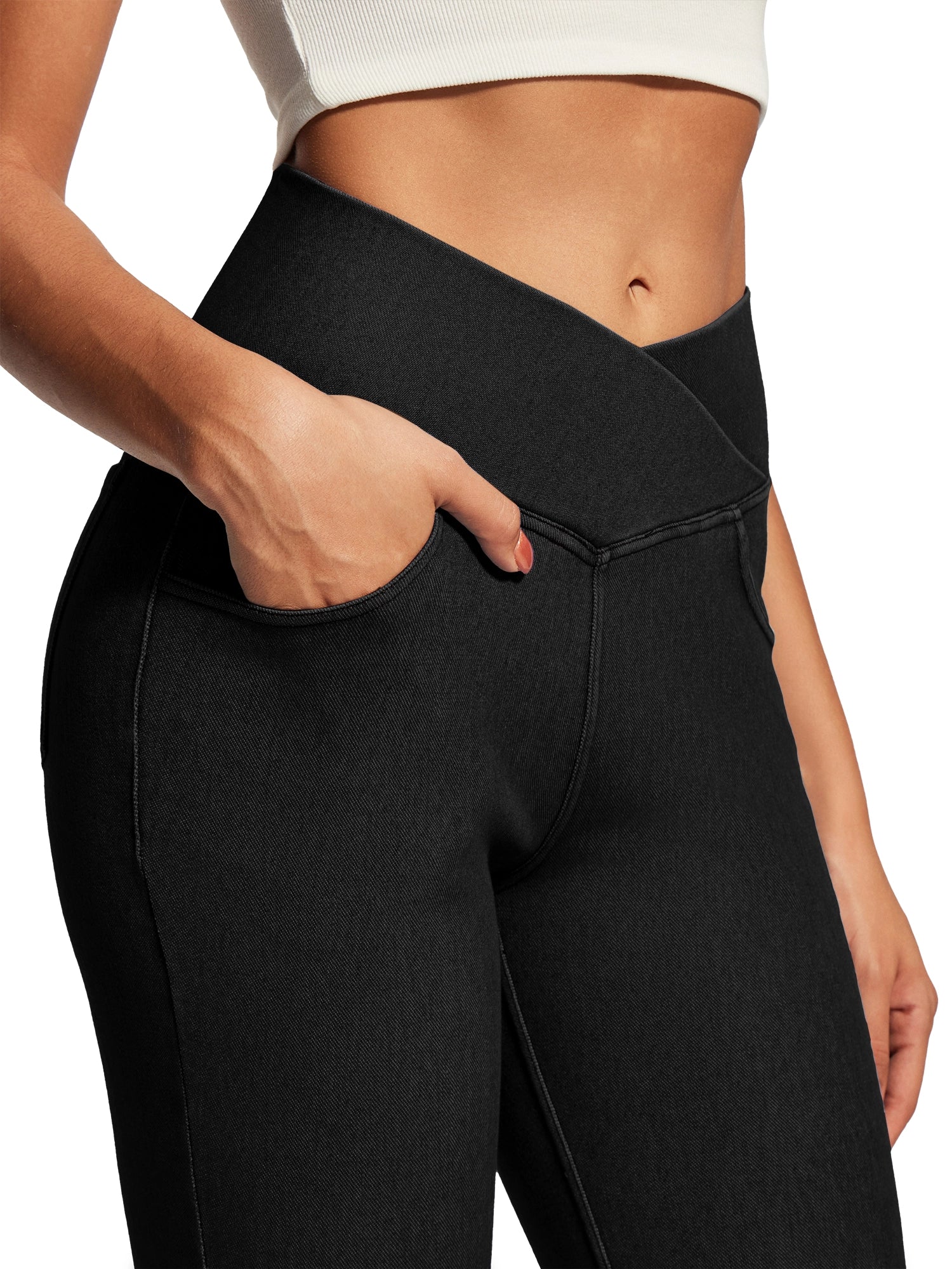 IUGA FlexDenim® High Waist Crossover Flare Jeans for Women With Pockets - IUGA