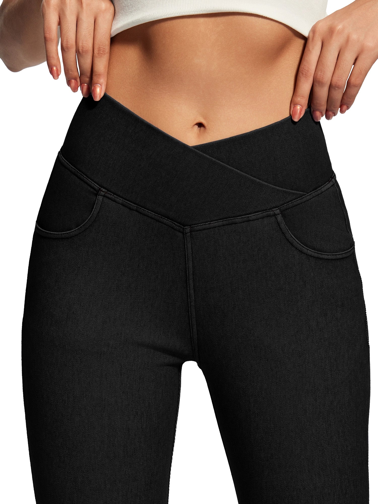 IUGA FlexDenim® High Waist Crossover Flare Jeans for Women With Pockets - IUGA