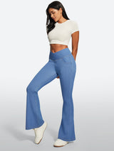 IUGA FlexDenim® High Waist Crossover Flare Jeans for Women With Pockets - IUGA