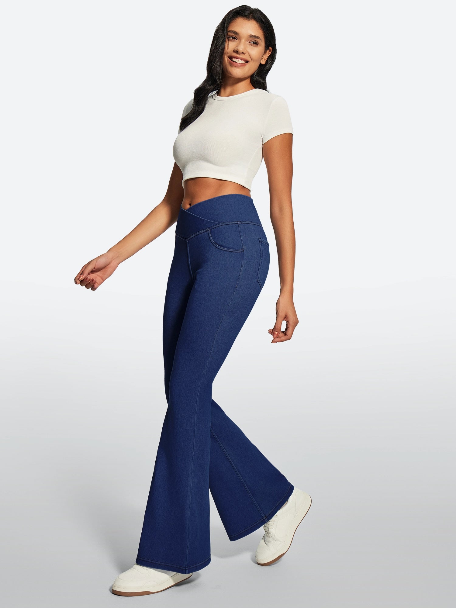 IUGA FlexDenim® High Waist Crossover Flare Jeans for Women With Pockets - IUGA