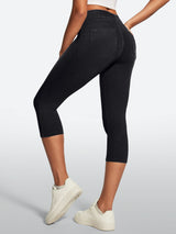IUGA FlexDenim® High Waisted Pull On Capri Jeans With Pockets | Affordable Yoga Leggings & Activewear by IUGA