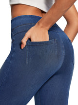 IUGA FlexDenim® High Waisted Pull On Capri Jeans With Pockets - IUGA