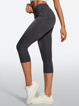 IUGA FlexDenim® High Waisted Pull On Capri Jeans With Pockets - IUGA