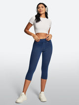 IUGA FlexDenim® High Waisted Pull On Capri Jeans With Pockets - IUGA