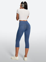 IUGA FlexDenim® High Waisted Pull On Capri Jeans With Pockets - IUGA