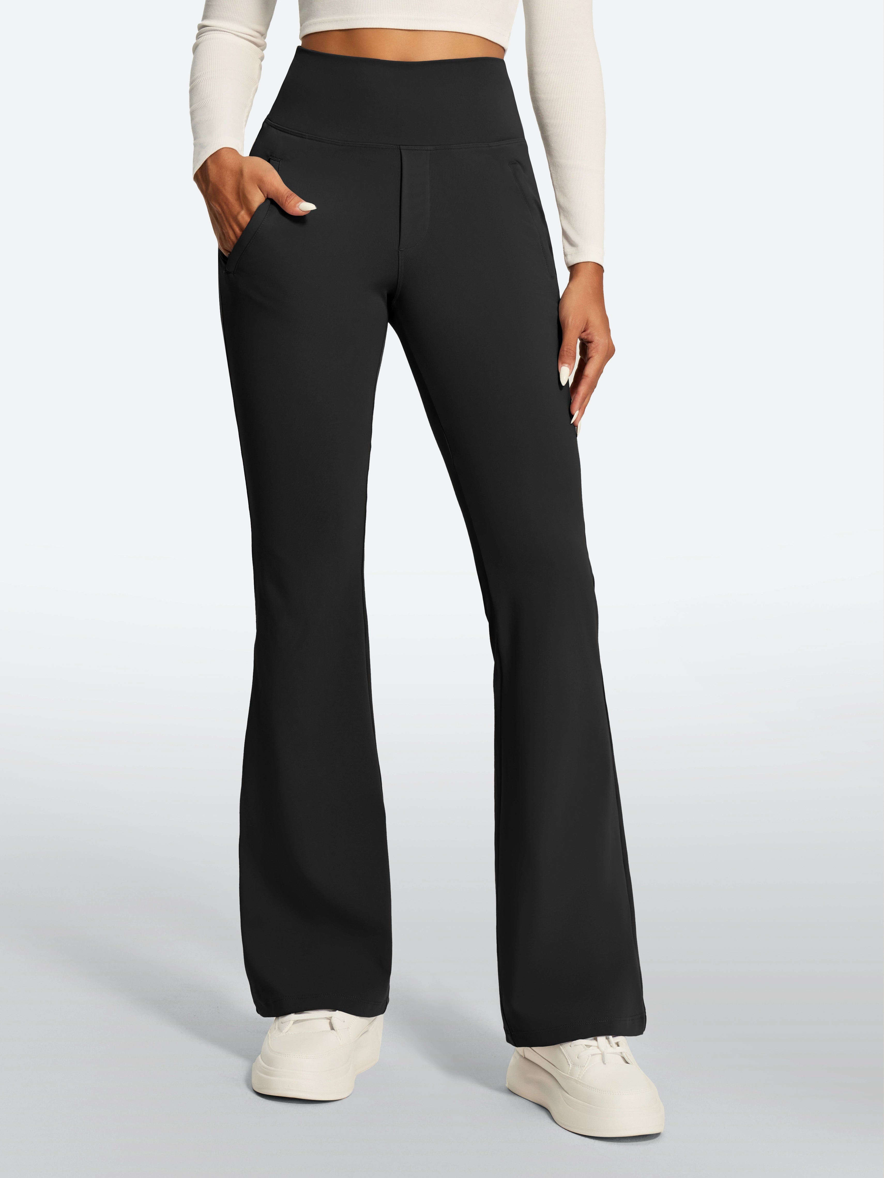 IUGA High Waist Pull On Stretchy Dress Pants With Zipper Pockets | Affordable Yoga Leggings & Activewear by IUGA