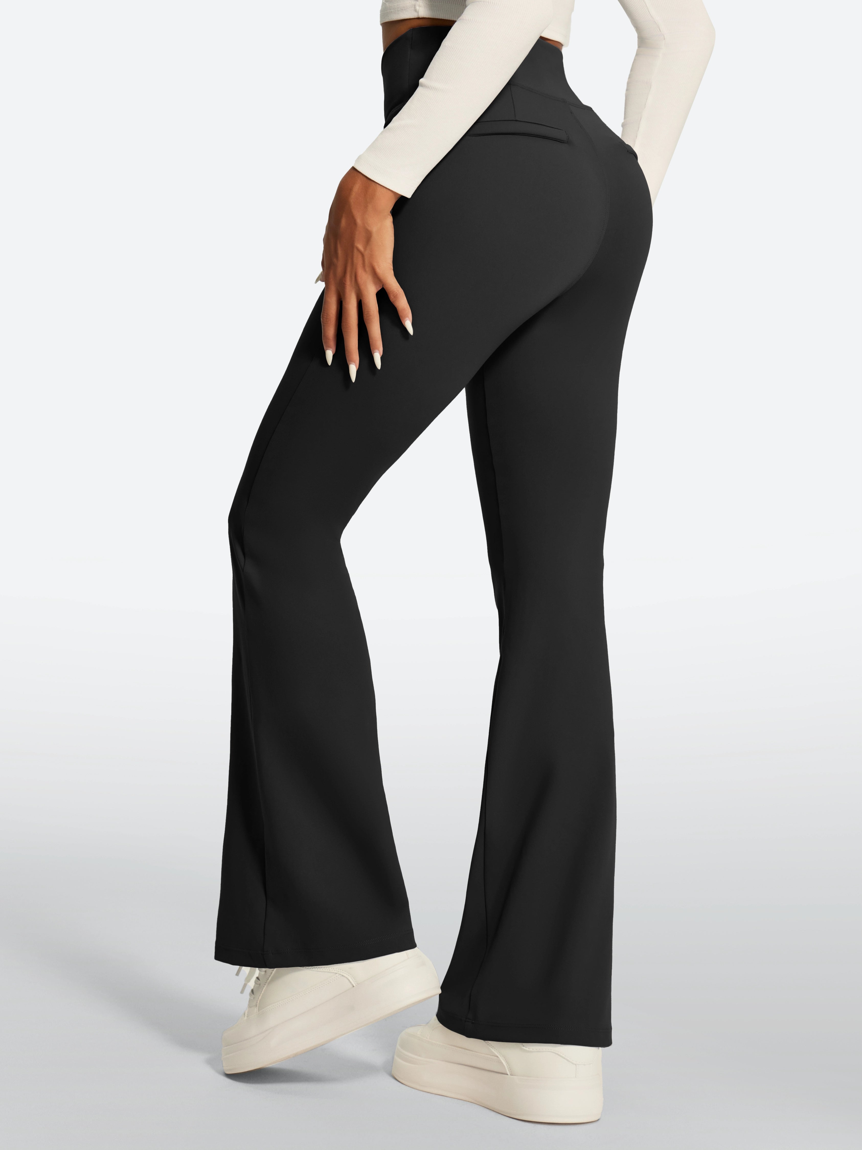 IUGA High Waist Pull On Stretchy Dress Pants With Zipper Pockets | Affordable Yoga Leggings & Activewear by IUGA