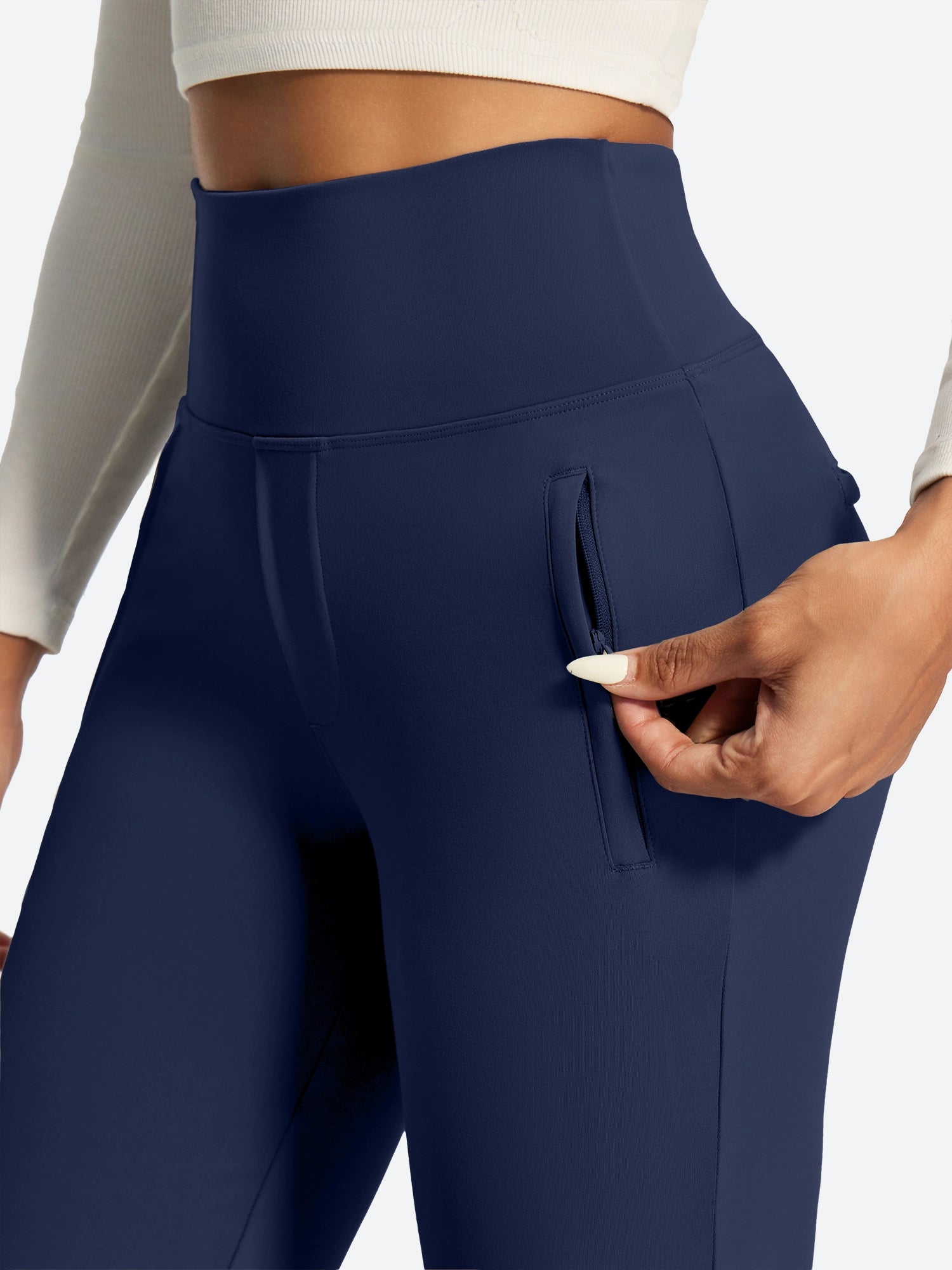 IUGA High Waist Pull On Stretchy Dress Pants With Zipper Pockets | Affordable Yoga Leggings & Activewear by IUGA
