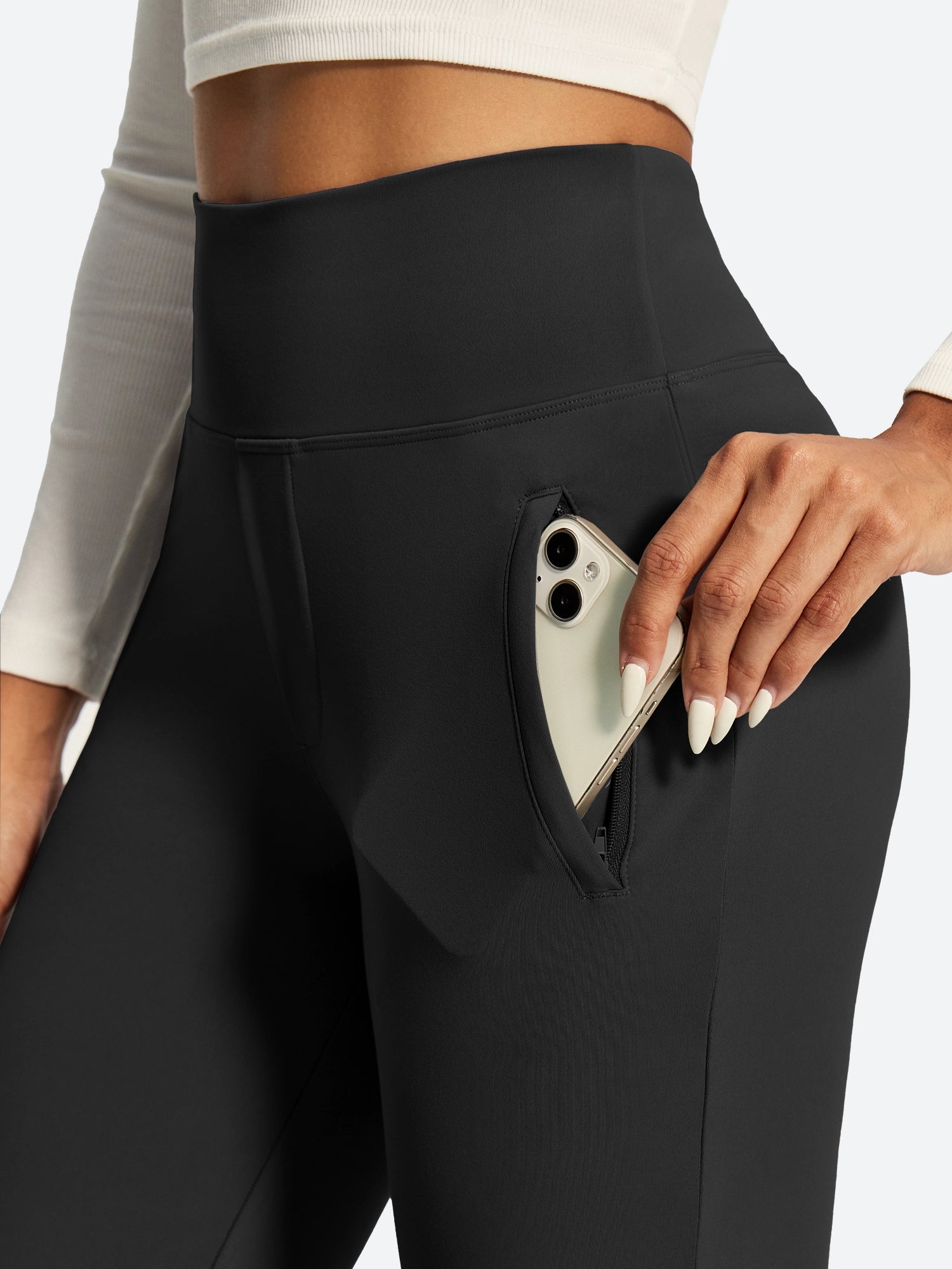 IUGA High Waist Pull On Stretchy Dress Pants With Zipper Pockets | Affordable Yoga Leggings & Activewear by IUGA