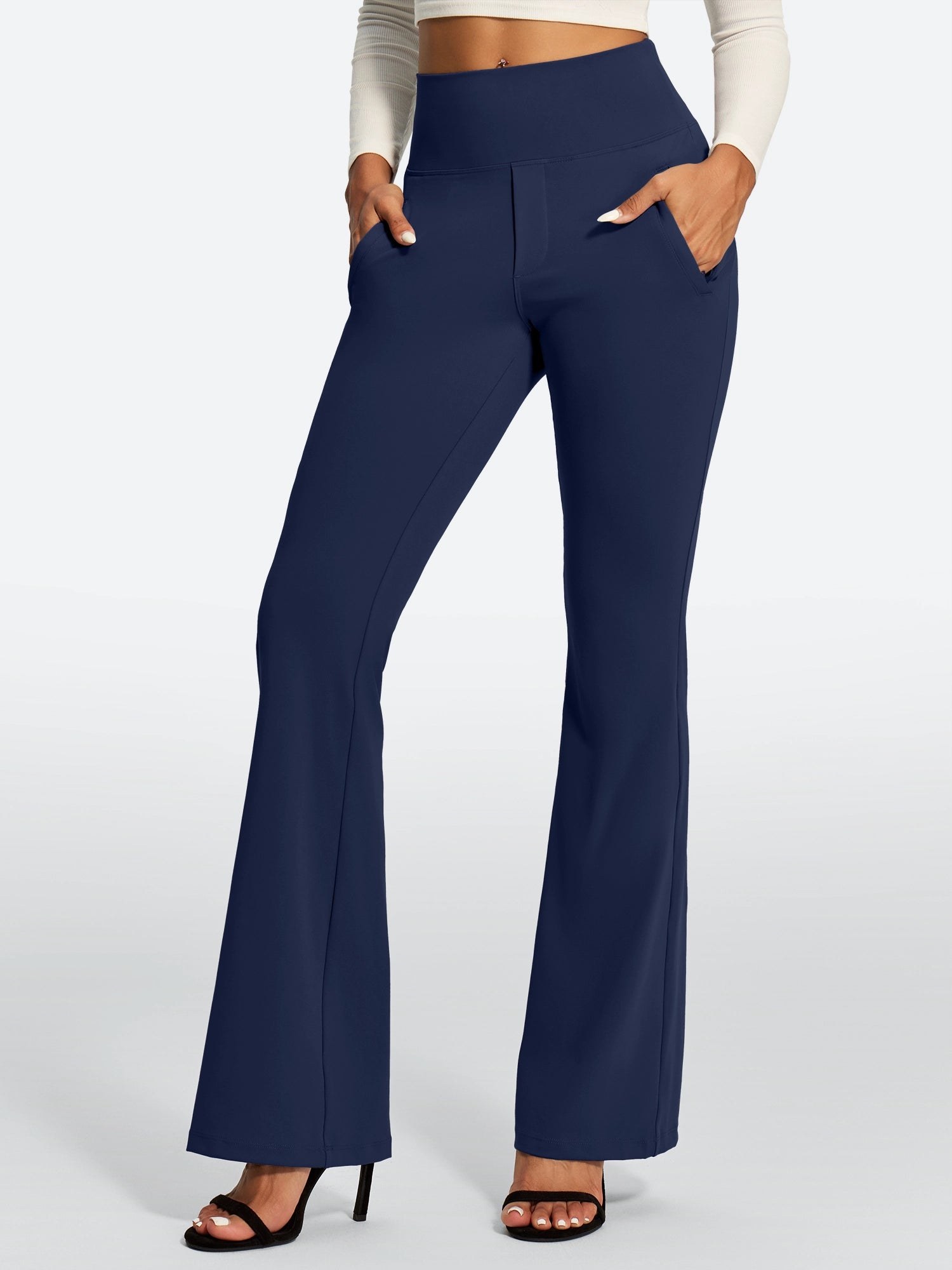 IUGA High Waist Pull On Stretchy Dress Pants With Zipper Pockets | Affordable Yoga Leggings & Activewear by IUGA