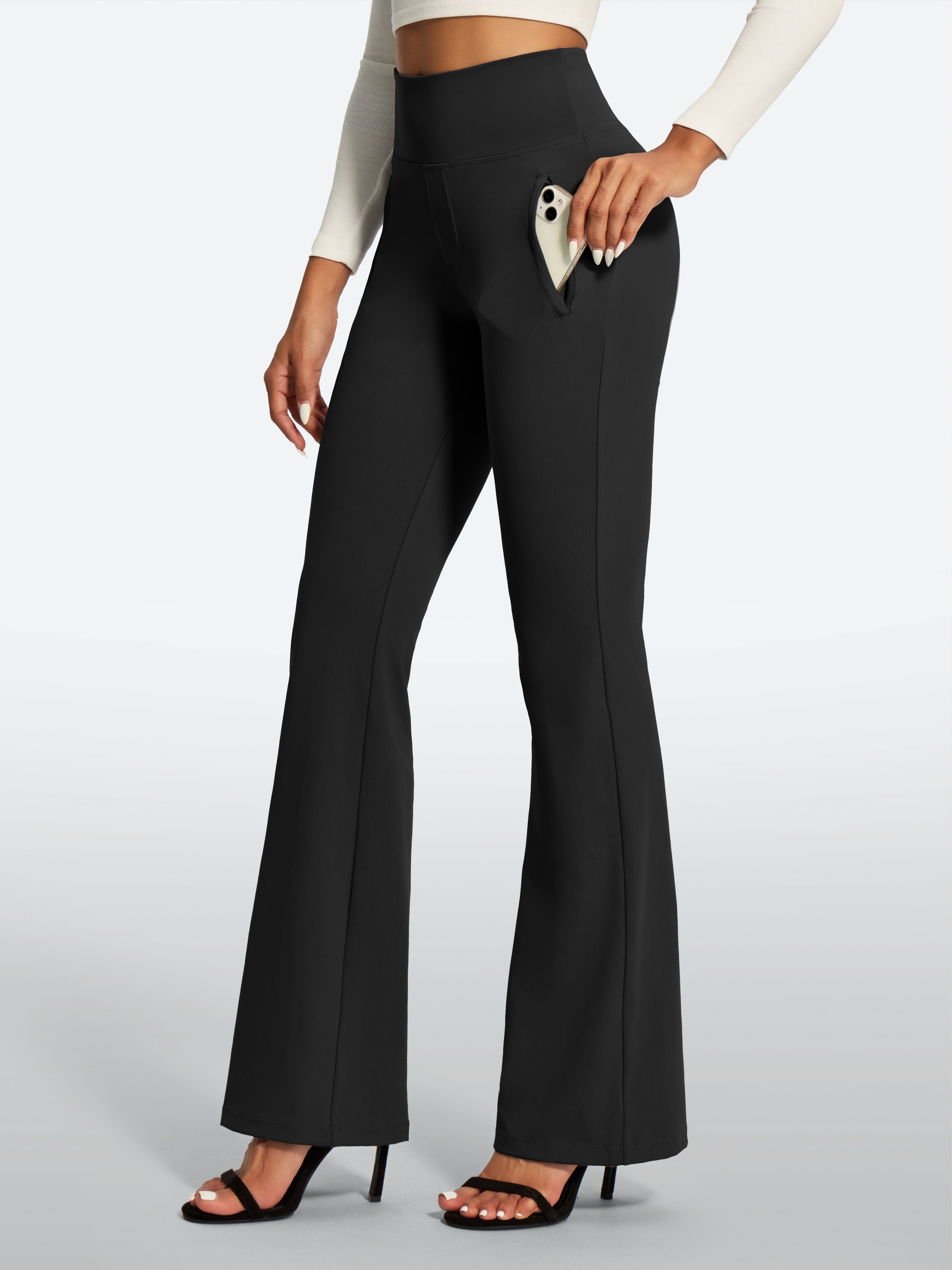 IUGA High Waist Pull On Stretchy Dress Pants With Zipper Pockets | Affordable Yoga Leggings & Activewear by IUGA