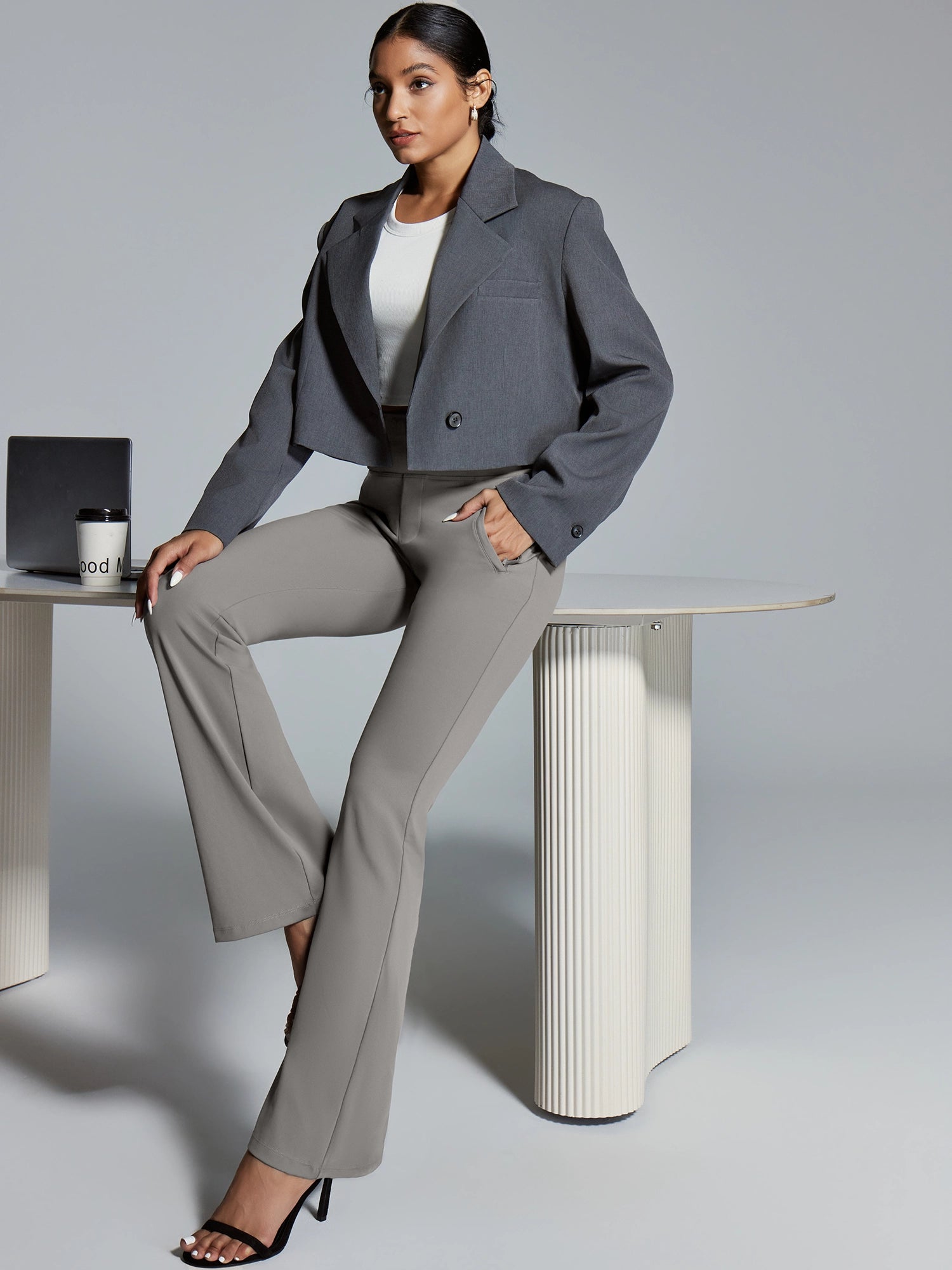 IUGA High Waist Pull On Stretchy Dress Pants With Zipper Pockets | Affordable Yoga Leggings & Activewear by IUGA