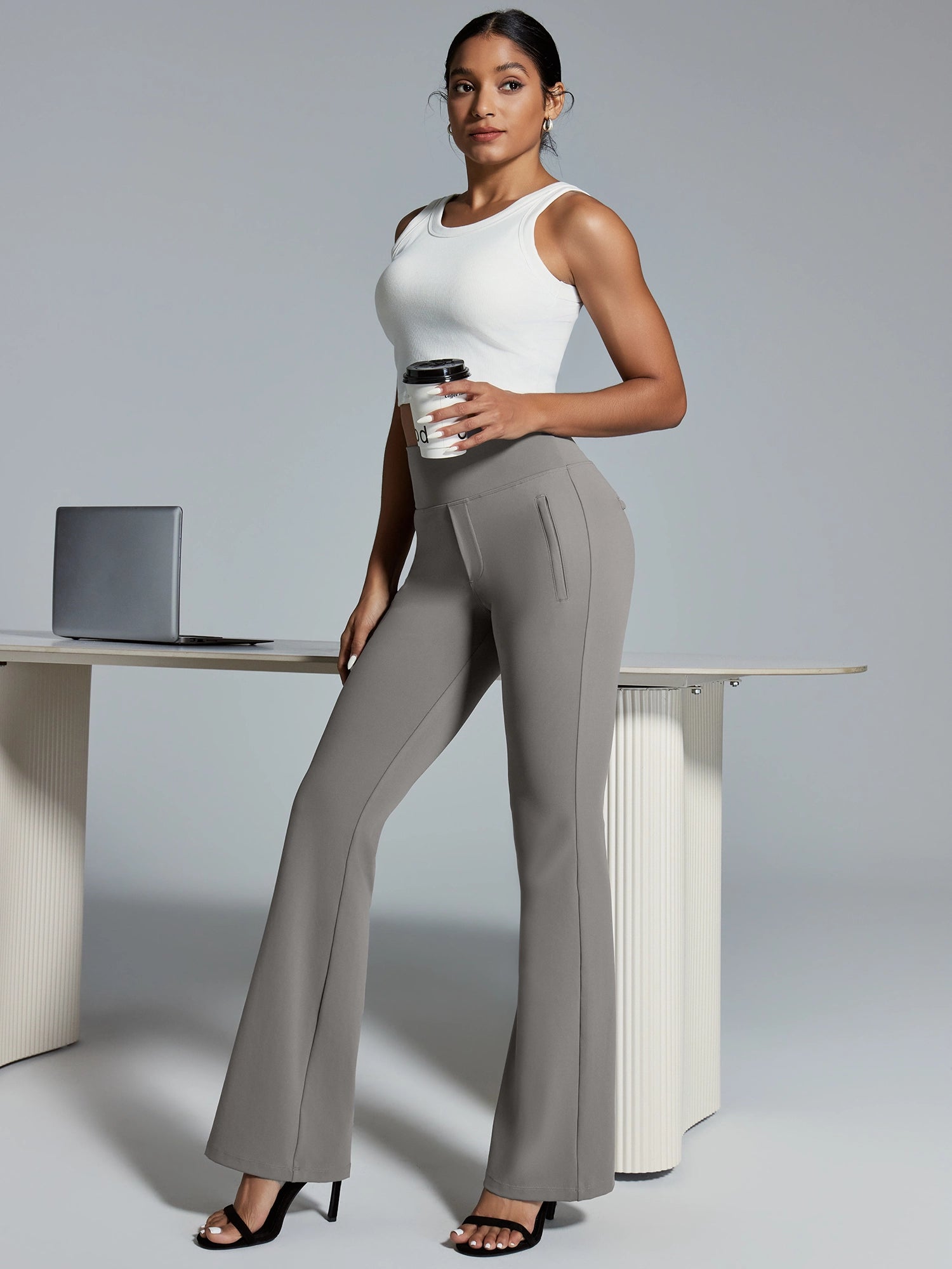 IUGA High Waist Pull On Stretchy Dress Pants With Zipper Pockets | Affordable Yoga Leggings & Activewear by IUGA