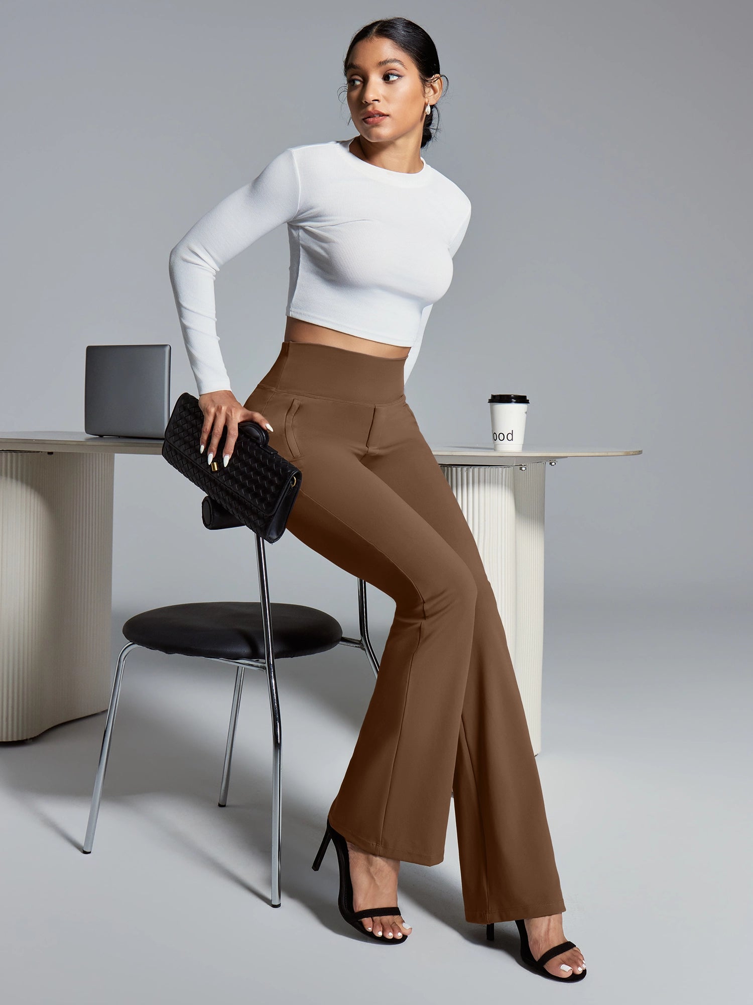 IUGA High Waist Pull On Stretchy Dress Pants With Zipper Pockets | Affordable Yoga Leggings & Activewear by IUGA