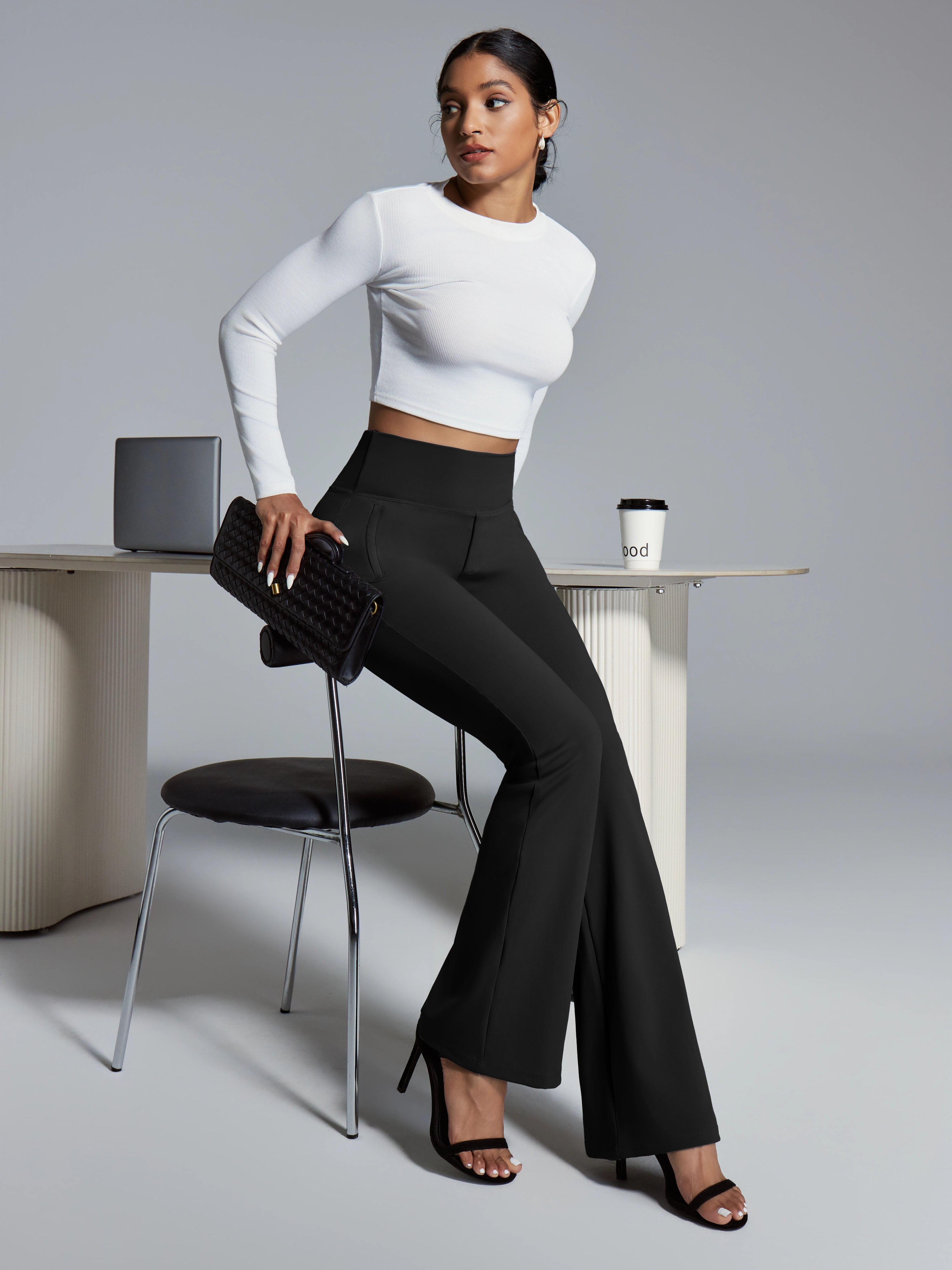 IUGA High Waist Pull On Stretchy Dress Pants With Zipper Pockets | Affordable Yoga Leggings & Activewear by IUGA