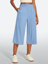 IUGA High Waisted Adjustable Drawstring Wide Leg Capris With Pockets | Affordable Yoga Leggings & Activewear by IUGA
