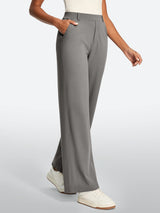 IUGA High Waisted Stretchy Wide Leg Pull On Work Pants With Pockets | Affordable Yoga Leggings & Activewear by IUGA