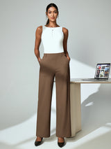 IUGA High Waisted Stretchy Wide Leg Pull On Work Pants With Pockets | Affordable Yoga Leggings & Activewear by IUGA