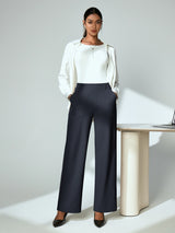 IUGA High Waisted Stretchy Wide Leg Pull On Work Pants With Pockets | Affordable Yoga Leggings & Activewear by IUGA