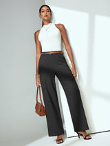 IUGA High Waisted Stretchy Wide Leg Pull On Work Pants With Pockets | Affordable Yoga Leggings & Activewear by IUGA