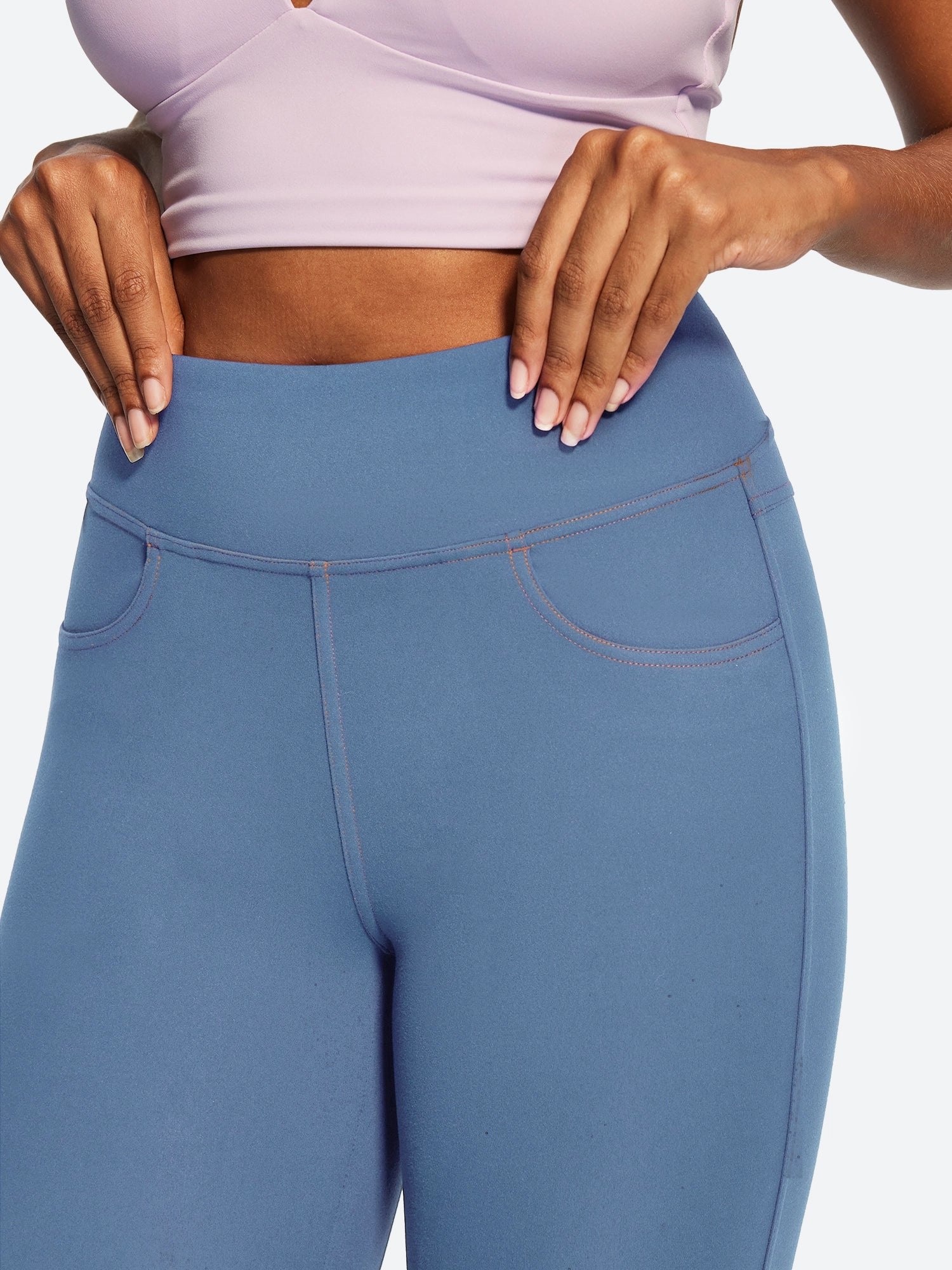 IUGA FlexTight High Waist Denim-Look Capris With Pockets | Affordable Yoga Leggings & Activewear by IUGA