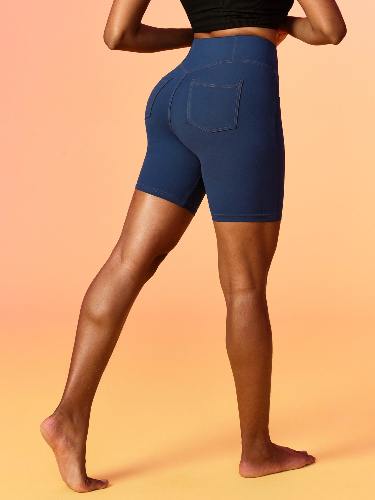 IUGA 7'' FlexTight Faux Denim High Waist Biker Shorts With Pockets | Affordable Yoga Leggings & Activewear by IUGA