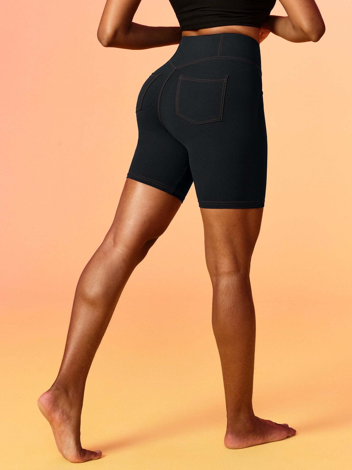 IUGA 7'' FlexTight Faux Denim High Waist Biker Shorts With Pockets | Affordable Yoga Leggings & Activewear by IUGA