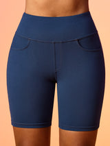 IUGA 7'' FlexTight Faux Denim High Waist Biker Shorts With Pockets | Affordable Yoga Leggings & Activewear by IUGA