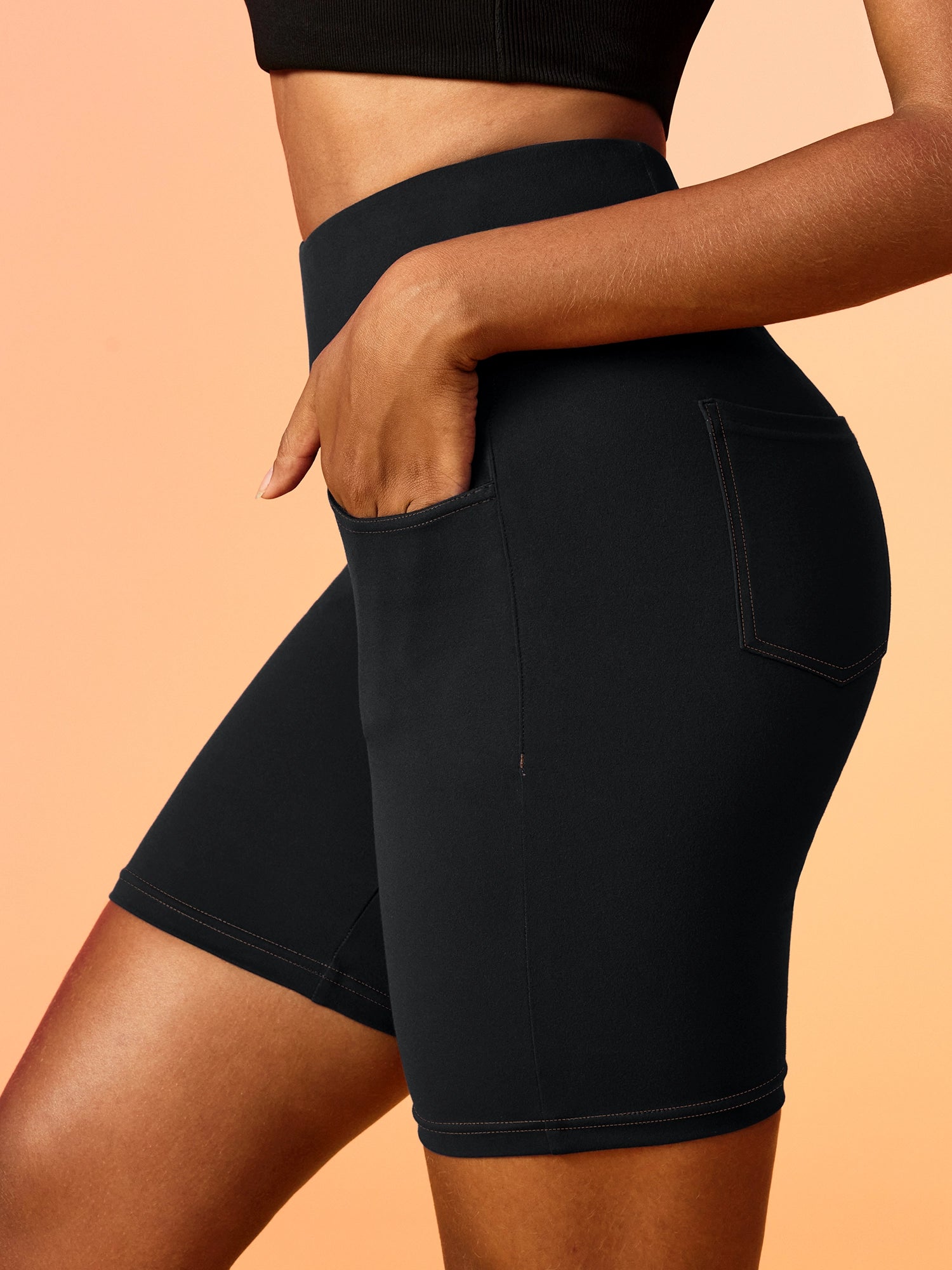 IUGA 7'' FlexTight Faux Denim High Waist Biker Shorts With Pockets | Affordable Yoga Leggings & Activewear by IUGA