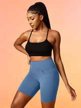 IUGA 7'' FlexTight Faux Denim High Waist Biker Shorts With Pockets | Affordable Yoga Leggings & Activewear by IUGA