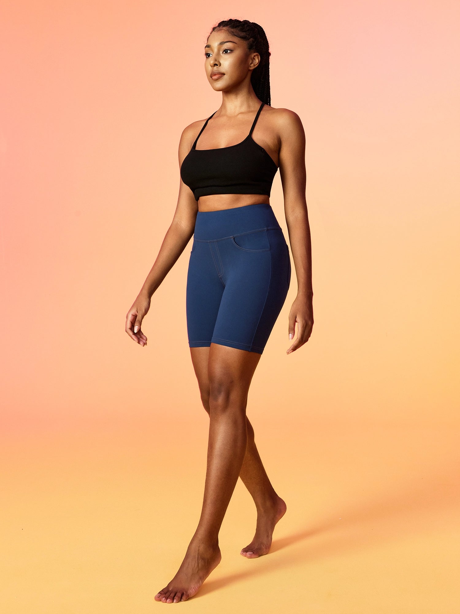 IUGA 7'' FlexTight Faux Denim High Waist Biker Shorts With Pockets | Affordable Yoga Leggings & Activewear by IUGA