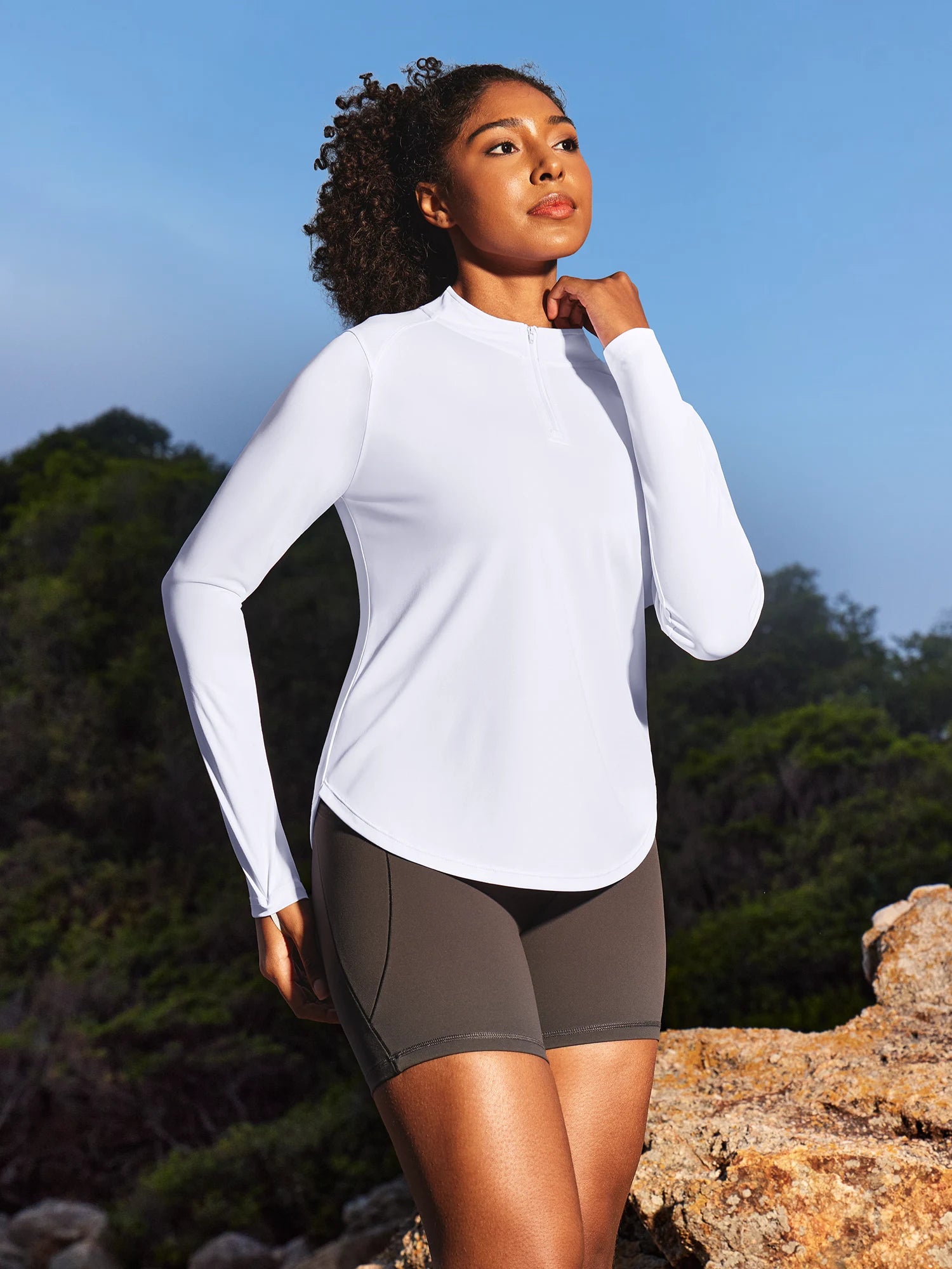 IUGA 1/4 Zip UPF 50+ Quick Dry Long Sleeve Rash Guard | Affordable Yoga Leggings & Activewear by IUGA