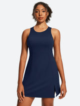 IUGA Open Back Sleeveless Tennis Dress With Built-in Shorts & Pockets | Affordable Yoga Leggings & Activewear by IUGA