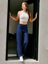 IUGA FlexDenim® High Waisted Pull On Tummy Control Wide Leg Jeans With Pockets