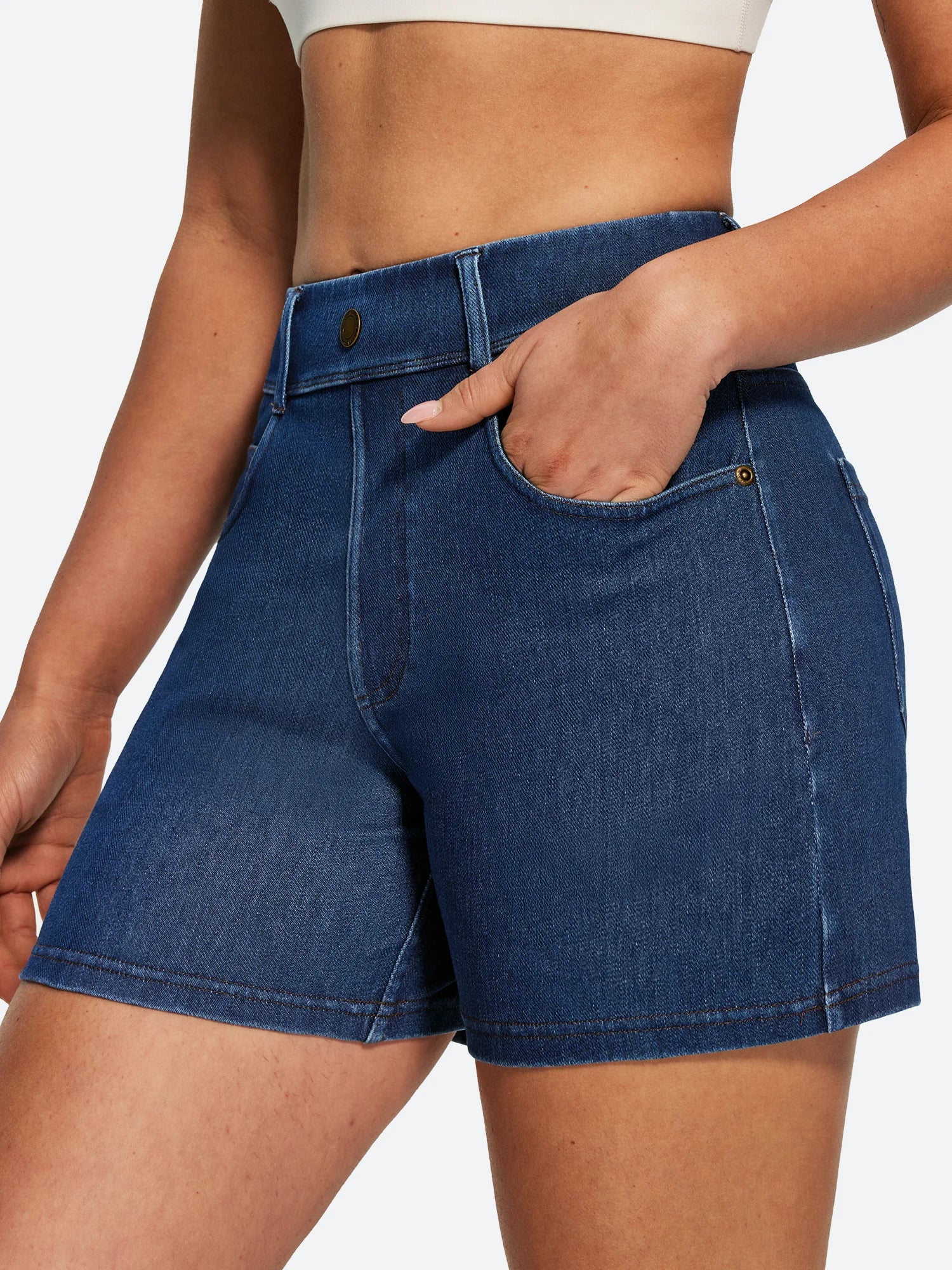 IUGA FlexDenim® Hight Waist Denim Shorts With Pockets | Affordable Yoga Leggings & Activewear by IUGA