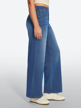 IUGA FlexDenim® High Waisted Pull On Tummy Control Wide Leg Jeans With Pockets