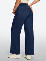 IUGA FlexDenim® High Waisted Pull On Tummy Control Wide Leg Jeans With Pockets