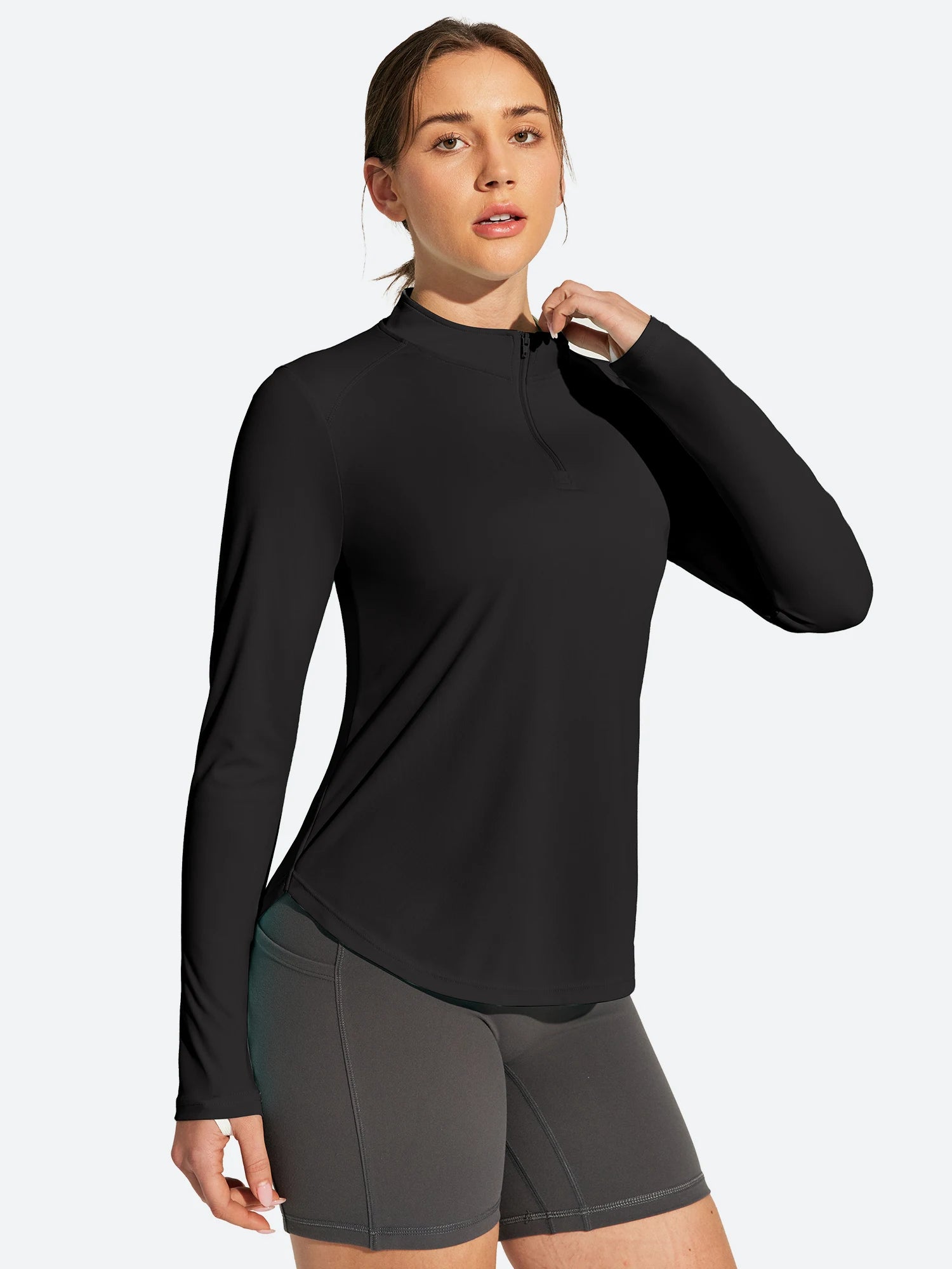 IUGA 1/4 Zip UPF 50+ Quick Dry Long Sleeve Rash Guard | Affordable Yoga Leggings & Activewear by IUGA