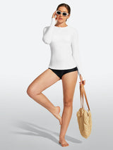 IUGA UPF 50+ Long Sleeve Quick-Dry Rash Guard Swimsuit With Half Zip & Thumbholes | Affordable Yoga Leggings & Activewear by IUGA