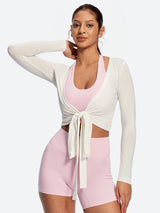 IUGA Long Sleeve Front or Back Tie Cover Up Pilates Wrap Top